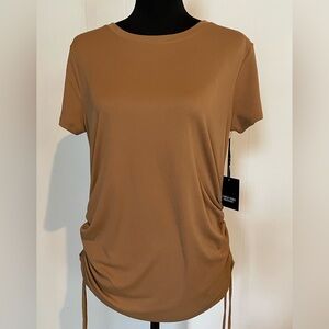 Simply Vera Vera Wang Short Sleeve Side-Ruch Brown Top, NWT